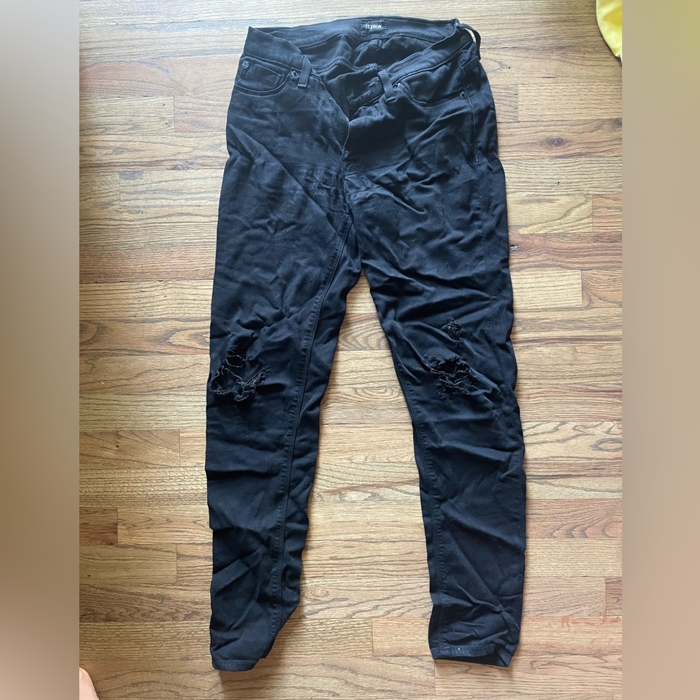 Black distressed Hudson skinny jeans